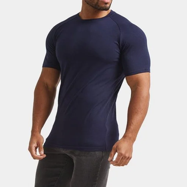 Soft cotton air-flex men gym shirt in navy
