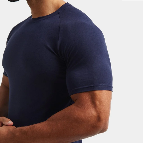 Soft cotton air-flex men gym shirt in navy
