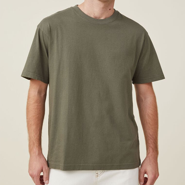 Pop loose fit air-flex cotton men t shirt khaki