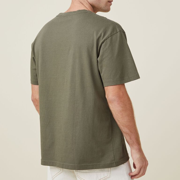 Pop loose fit air-flex cotton men t shirt khaki