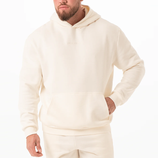 Luxe fleece beige jumper with hoodie