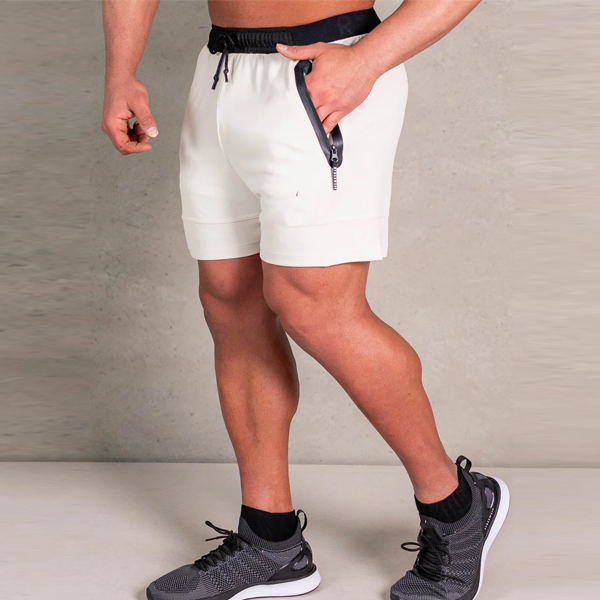 Waterproof zip pockets shorts in beige