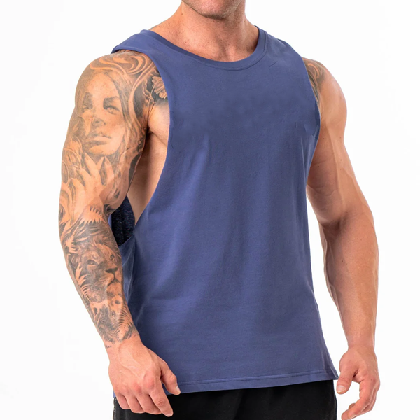 95%cotton 5%spandex mens air-flex drop arm tank top